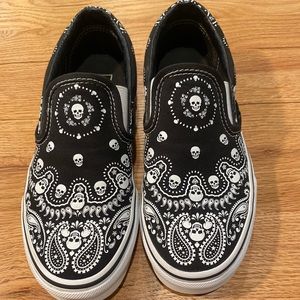 Vans Slip-On Bandana Black & White Skate Shoes Size 6.5